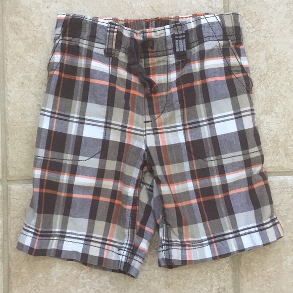 Carters Boys Blue Plaid Pull On Cotton Shorts 9 Months